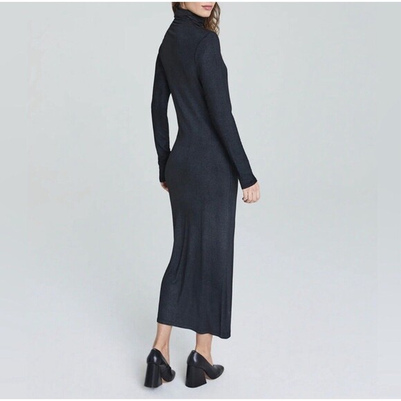 AG Adriano Goldschmied Chelden Long Sleeve Maxi Dress In Blue Metallic Sz L New - Picture 7 of 8